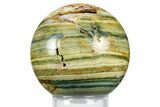 Gary Green Jasper (Larsonite) Bog Wood Sphere - Oregon #369042-1